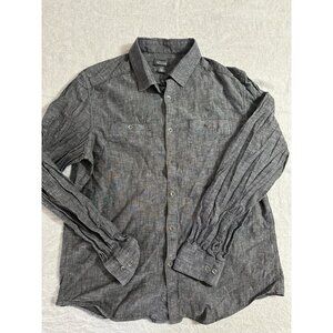 🌵4/$25 Kenneth Cole Reaction Men's Size Large L Button‎ Shirt Gray Long Sleeve